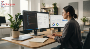 SEO expert implementing schema markup to improve website search visibility