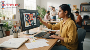 Graphic designer creating a visually striking and engaging design